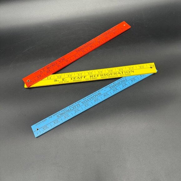 Vintage Folding Yardsticks Ruler TV Appliance Advertising Texas Red Yellow Blue - Picture 1 of 9